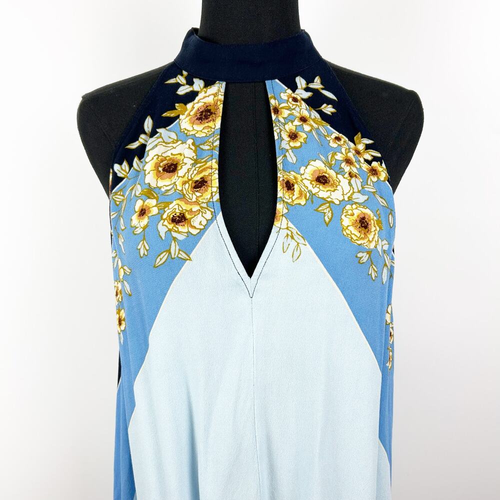 Free People Beat of My Heart Tunic/Dress Blue Floral Bow Anthro Womens Sz Small - Picture 4 of 10